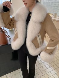 Womens Fur Faux Real Coats for Women Thick Warm Jackets White Duck Down Lining Lady Natural Autumn Winter Style 231025