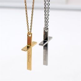 2 color Silver gold choose Fashion Punk Hip-Hop Style stainless steel Cross pendant necklace with chain 24 inch for Men woemn251u