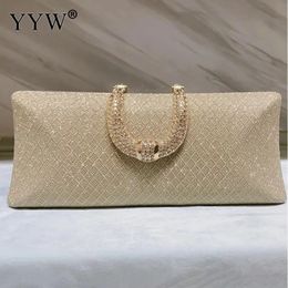 Evening Bags YYW Evening Bags For Women Fashion Gold Luxury Clutches And Purse Chain Shoulder Bags Handbags Banquet Glitter Clutch Sac A Main 231026