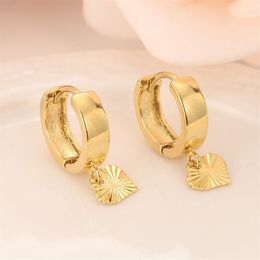 18 k Solid Gold GF Heart drop Earrings Women Girl Love Trendy fashion Jewellery for Europe Eastern kids children gift297c