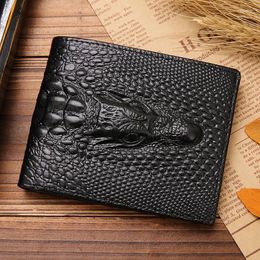 Wallets Crocodile Skin Wallet Men Genuine Leather Small Zipper Short Holders Coin Pocket Purse Alligator