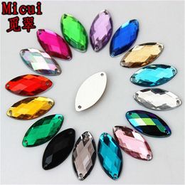 Micui 200PCS 9 18mm Sewing Crystals Flatback Rhinestones Sew On Acrylic Stone Horse Eye Strass Crystal for Clothes Jewellery ZZ602270W