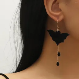 Dangle Earrings Halloween Black Bat With Long Tassels For Woman