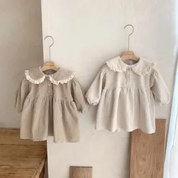 Girl Dresses 2023 Baby Girls Spring Autumn Clothing Ins Sweet Lace Corduroy Casual Dress Fashion Kids Children Birthday Princess Clothes