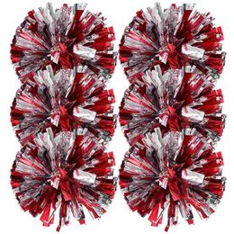 Cheerleading 6 Pcs Hand Flower Glitter Cheerleaders Pompoms Mini Accessories Spirited Dance Plastic Cheering Props 231025