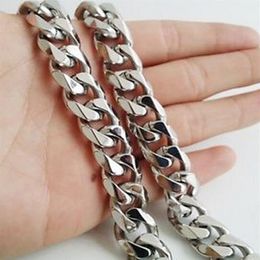 Brand New For Holiday GIft High Quality Silver 316L Stainless steel Fashion curb Link Chain Necklace Cool men Bling 13mm 20'&289F