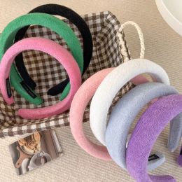 Candy Color Thick Sponge Hair Hoop Autumn Winter Supple Plush Headbands Fluffy Padded Hairbands Women Makeup Hair Accessories