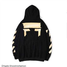 Painted Arrow Crow Stripe Coatoff 2023 Hoodie %70 Offs Off Style Loose Pullover Hooded Men's and Women's Trendy Hoodies Fashion Sweatshirts Sweater Black&White 3BBJ