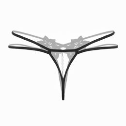 Pearl women's underwear massage full transparent open crotch thong sexy sexy embroidered T pants