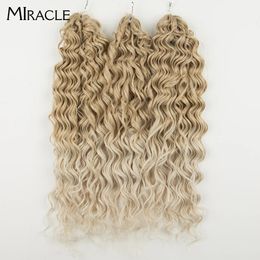 Human Hair Bulks Synthetic Blonde Crochet Braids Nature Wavy Deep High Temperature Fibre Braiding s For Women 231025