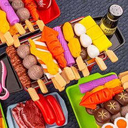 Kitchens Play Food Simulation Kitchen Barbecue Meat Skewers Set for Kids Pretend Play BBQ Grill Toys Play House Cooking Games Toy GiftsL231026