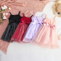 Girl Dresses 2023 Summer Arrival Girls Sleeveless Sparkly Sequins Sashes Pink Roupa Infantil Menina Cute Party Dress Custume 12M-7T