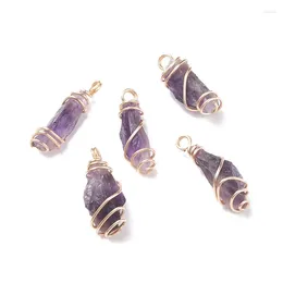 Pendant Necklaces 50pcs Natural Irregular Raw Stone Amethyst Quartz Copper Wire Wrap Charms For Jewellery Making Accessory
