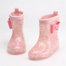 Boots PVC Rainboots Baby Waterproof Plush Walking Shoes Toddler Girl Boy Cartoon Rainy Antiskid Rubber Ankle for School 231025