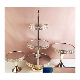 Dishes Plates Crystal Cake Stands Set 23 Tiers Mirror Cupcake Stand Dessert Holder With Afternoon Tea Wedding Birthday Party Fruit Dhcxm