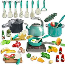Kitchens Play Food Simulation Kitchen Play House Children's Kitchen Toy Set Toy Large Cooking Props Cutting Fruit Cooking Kitchen UtensilsL231026