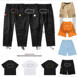 Cargo Shorts Men Pantalon Minus Two Cargos Street Wear Hip Hop Printed Pant Military Retro Multi Pockets Straight Loose Couple Trouser