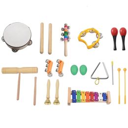 Learning Toys 20 Pcs Toddler Baby Musical Instruments Set Percussion Toy Fun Toddlers Toys Wooden Xylophone Glockenspiel Toy Rhythm Band S 231026