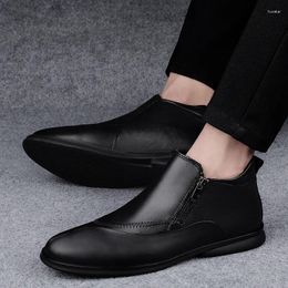 Dress Shoes Italian Men's Genuine Leather Brand Business Shoe All-Match Comfy Casual Wedding Breathable Antiskid Walking