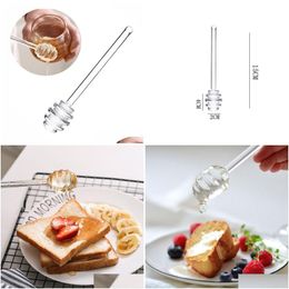 Spoons Honey Stir Stick Glass Spoons Dipper Syrup Dispenser Sticks Creative Coffee Jam Mixing Supplies For Jar Home Garden Kitchen, Di Dhpcx