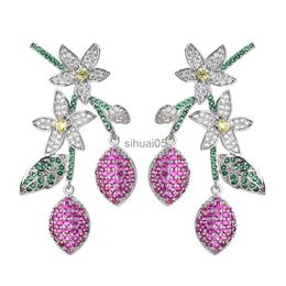 Stud European and American fashion temperament plant flower zircon earrings women/girls wedding party live jewelry gift ER-616 YQ231026