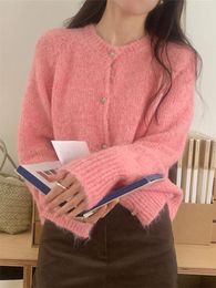 Women's Knits Alien Kitty Pink Coats Sweet Women Solid Daily Knitwear Casual 2023 Sweaters Chic Gentle Loose Autumn All Match Cardigans