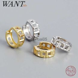 Stud WANTME 925 Sterling Silver Punk Simple Chain Gothic Ear buckle for Women Hollow Rock Men Jewelry Hoop Earrings Accessories YQ231026