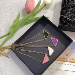 Classics Designer Necklace Women Men Chains Luxury Jewelry 4 Colors P Triangle Pendant Party Hip Hop Punk Names Statement Gold Mens Necklaces Designer Jewelry no box