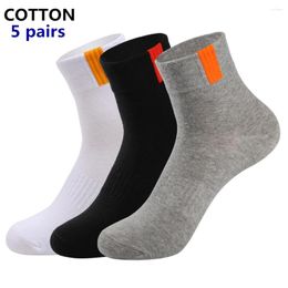 Men's Socks 5 Pairs High-Quality Mid Length Sports Running Breathable Fitness Sweat Absorbing Outdoor Ball Games Cotton Crew