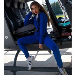 Women Jogger Zipper Slim Fit Hooded Sweater Jumpsuit Rompers Causal Sports Set232n