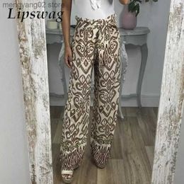 Women's Pants Capris 2023 Women Autumn Summer Beach Pants Casual Female Vintage High Waist Trousers Fashion Print Loose Lace-up Long Pants Streetwear T231026