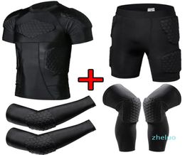 Compression Padded Shirt Soccer Rugby Basketball Protective Gear Chest Rib Guards Goalkeeper Protection Shorts Goalie KneePads Elb7807431