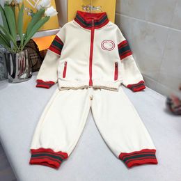 Luxury kids Tracksuits baby Winter plush insulation set Size 110-160 standing neck zippered jacket and casual pants Oct25