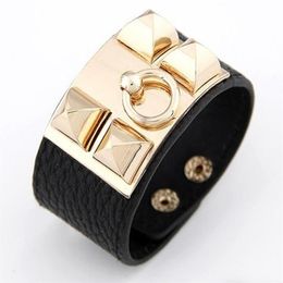 Bangle Punk Bracelet Unique Rivet Stud Wide Cuff Exaggerated Leather Gothic Rock Unisex Christmas Gift For Women216F
