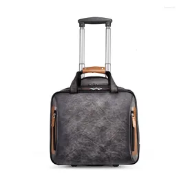 Duffel Bags Genuine Leather Travel Luggage Wheeled Duffle Trolley Bag Rolling Suitcase Women Men Traveler Handbag Boy Girl Carry-On