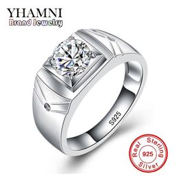 YHAMNI Original Real 925 Sterling Silver Rings for Man Men Wedding Jewelry Ring 1 Carat CZ Diamond Engagement Ring MJZ0112982