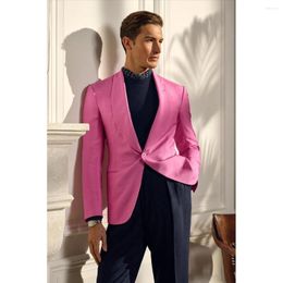 Men's Suits Fashion Tailor Made Blazer Pink Jacket Black Pants 2 Piece Slim Fit Single Breasted Shawl Lapel Elegant 2023