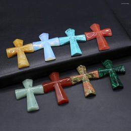 Pendant Necklaces 3pcs/lot Natural Stone Cross Shape Agate Charms For Making DIY Jewelry Earrings Necklace Accessory