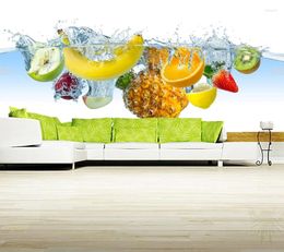 Wallpapers Papel De Parede Water Fruit Pineapples Bananas Food Wallpaper Restaurant Living Room Tv Sofa Wall Kitchen Waterproof