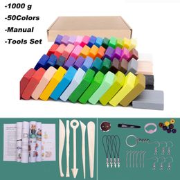 Clay Dough Modelling 50 Colours Polymer Clay DIY Soft Moulding Craft Oven Baking Clay Hand Casting Kit Puzzle Modelling Baby Handprint Slime Slimes Toys 231026