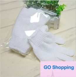 Shower Gloves White Nylon Exfoliating Bath Glove Five Fingers Paddy Soft Fibre Massage Bath Glove Cleaner