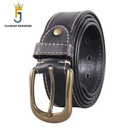 Belts FAJARINA Mens Retro Cowhide Leather Brass Pin Buckle Metal Men Top Quality Solid Cow Skin Belt 3.8cm Width N17FJ916 YQ231026