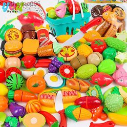Kitchens Play Food 16-30PCS Kitchen Pretend Play Set Simulation Cutting Fruit Vegetable Burger Food Cooking Children Educational Toys for Kid GirlsL231026