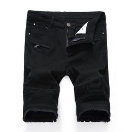 Denim Shorts Men Jeans Summer Stretch Slim Fit Short Jeans Mens Designer Cotton Casual Distressed Black Jean Knee Length Shorts215w