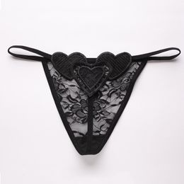 Luxury Korean women's panties Ultra-thin transparent heart sexy panties women lace thong T pants