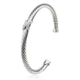 DY Bracelet Designer Luxury Jewelry Top jewelry bracelet Dy Bracelets 5MM cable 8-shaped cross full imitation diamond X opening hot Christmas gift accessories