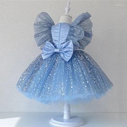 Girl Dresses Girls Sequin Dress Princess Toddler Kids Baby Ruffles Tutu Bowknot Birthday Wedding Party Prom Children Elegant Baptism Clothes