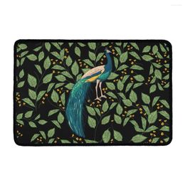 Carpets Custom Beautiful Peacock Feather Kitchen Mat 3D Print Room Carpet Entrance Door Non-slip And Washable