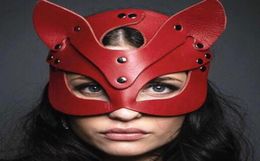 Halloween Leather Masks Cat Women Men Masquerade Animal Half Face Fox Mask Cosplay Christmas Costume Accessory Night Club Props Bl6463264