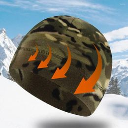 Berets Windproof Fleece Hats Elastic Thickened Thermal Tactical Hat Breathable Camouflage Men Beanie